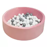 Piscina uscata, New Baby, Cu 150 de bile (Alb, gri), Din tesatura fina cu certificare Oeko-Tex Standard 100, Dimensiune 83 x 83 x 30 cm, Pink