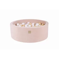 Piscina uscata cu 200 de bile (Alb, Bej) MeowBaby  , 90x30 cm, Catifea Ecru