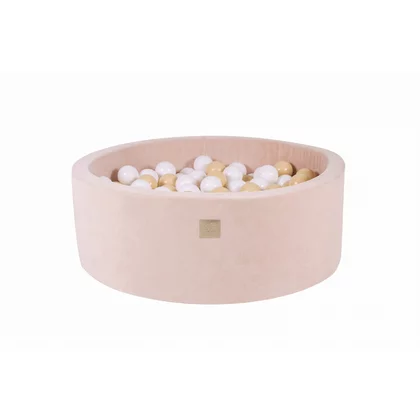 Piscina uscata cu 200 de bile (Alb, Bej) MeowBaby , 90x30 cm, Catifea Ecru