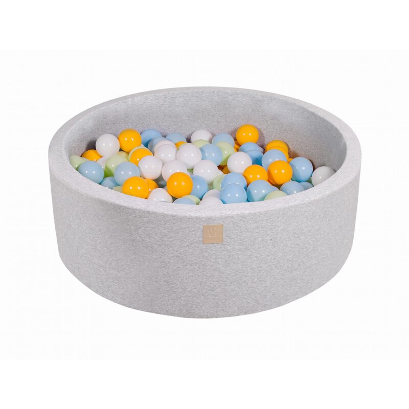 Meowbaby® - piscina cu bile, cu 200 bile, alb galben verde babyblue, 90x30 cm, gri