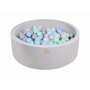 MeowBaby® - Piscina cu bile,  Cu 200 bile, Alb perlat  Gri  Transparent  Mint  Babyblue, 90x30 cm, Gri - 1