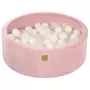 Piscina uscata cu 200 de bile (Alb, Transparent) MeowBaby  , 90x30 cm, Catifea Roz Pudra - 1
