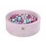 Piscina uscata cu 200 de bile (Mint, Baby blue, roz deschis, roz pastel) MeowBaby  , 90x30 cm, Catifea Pastel Pink - 1