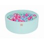 MeowBaby® - Piscina cu bile,  Cu 200 bile, Mint  Babyblue  Roz  Pastel Roz, 90x30 cm, Verde - 1