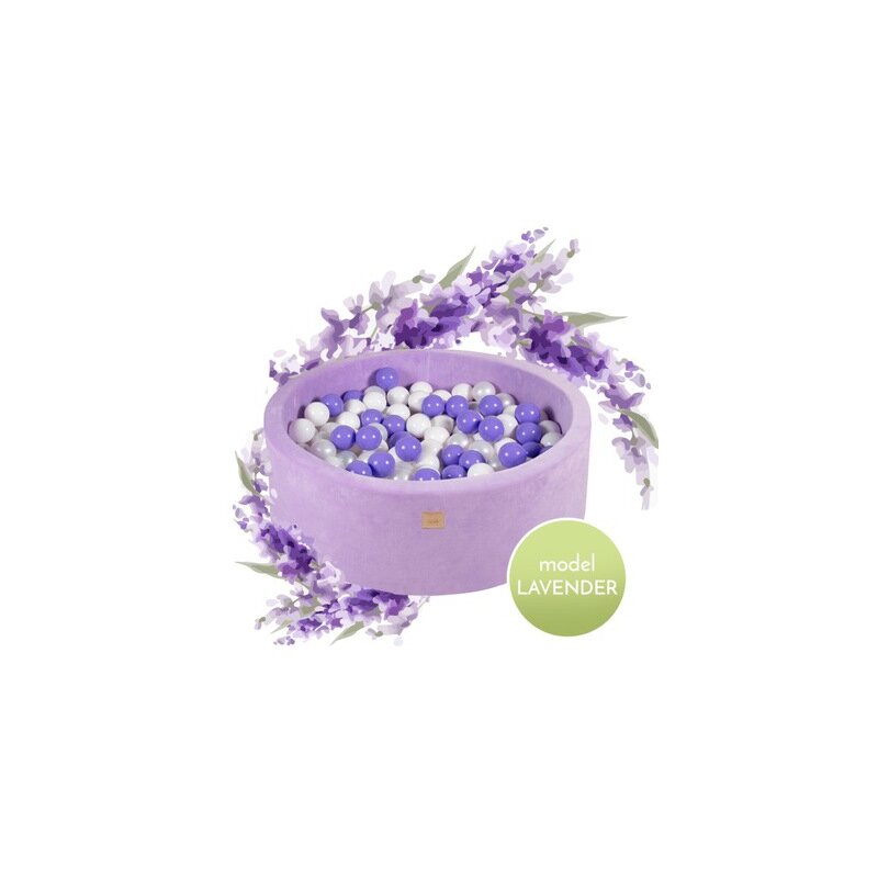 Meowbaby® - piscina cu bile catifea, cu 250 bile, alb perlat alb lila, 90x30 cm, violet