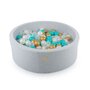 MeowBaby® - Piscina cu bile Dreams,  Cu 250 bile, Alb perlat  Transparent  Auriu  Turcoaz, 90x30 cm, Gri - 2