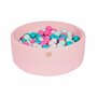 MeowBaby® - Piscina cu bile Unicorn,  Cu 250 bile, Alb perlat  Turcoaz  Roz pastel  Mint, 90x30 cm, Roz - 2