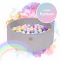 MeowBaby® - Piscina cu bile Rainbow,  Cu 250 bile, Babyblue  Mint  Pastel roz  Lila, 90x30 cm, Gri - 1