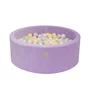 Piscina uscata cu 250 de bile (Pastel Roz si Galben, verde deschis, alb perlat) MeowBaby  , Hocus Crocus, 90x30 cm, Catifea Lila - 2
