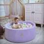 Piscina uscata cu 250 de bile (Pastel Roz si Galben, verde deschis, alb perlat) MeowBaby  , Hocus Crocus, 90x30 cm, Catifea Lila - 4