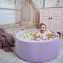 Piscina uscata cu 250 de bile (Pastel Roz si Galben, verde deschis, alb perlat) MeowBaby  , Hocus Crocus, 90x30 cm, Catifea Lila - 5