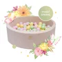 Piscina uscata cu 250 de bile (Pastel Roz si Galben, verde deschis) MeowBaby  , Spring, 90x30 cm, Catifea Ecru - 1