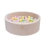 Piscina uscata cu 250 de bile (Pastel Roz si Galben, verde deschis) MeowBaby  , Spring, 90x30 cm, Catifea Ecru - 2