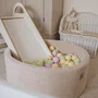 Piscina uscata cu 250 de bile (Pastel Roz si Galben, verde deschis) MeowBaby  , Spring, 90x30 cm, Catifea Ecru - 4