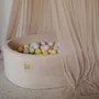 Piscina uscata cu 250 de bile (Pastel Roz si Galben, verde deschis) MeowBaby  , Spring, 90x30 cm, Catifea Ecru - 5