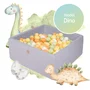 Piscina uscata cu 300 de bile (alb, portocaliu, verde deschis si galben pastel) MeowBaby  , Dino, 90x90x40 cm, Gri - 1