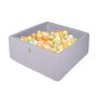 Meowbaby® - Piscina uscata cu 300 de bile (alb, portocaliu, verde deschis si galben pastel) MeowBaby  , Dino, 90x90x40 cm, Gri - 2