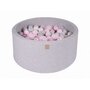 Meowbaby® - Piscina uscata cu 300 de bile (Roz pastel. Alb perlat. Transparent. Gri) MeowBaby . 90x40 cm. Gri Deschis - 1