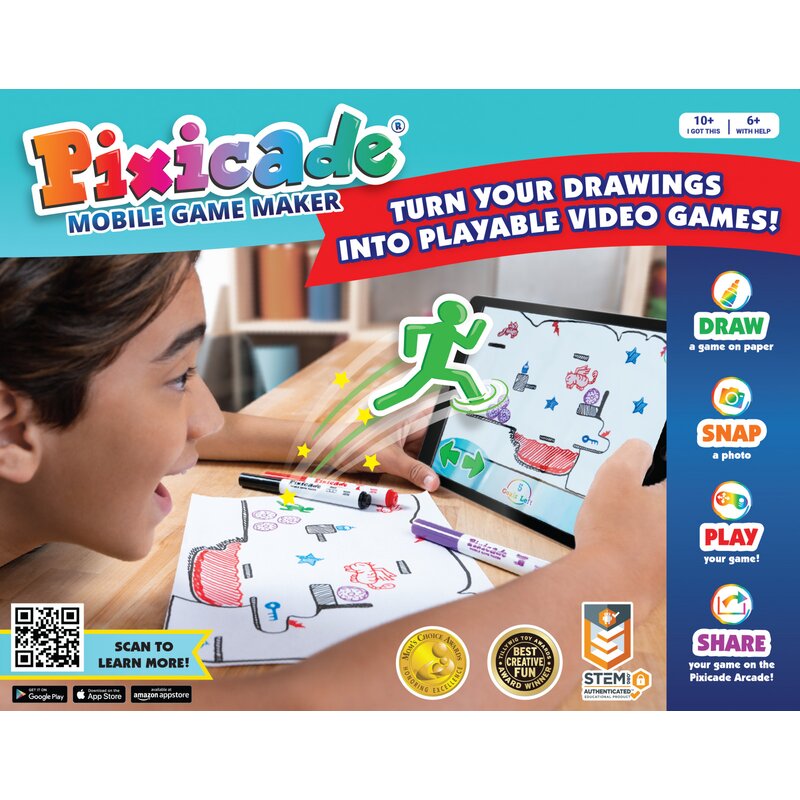 jocuri de spargere a ghetii pentru copii Pixicade - kit creativ multipremiat pentru a transforma desenele copiilor in jocuri video pentru mobil sau tableta, editie jocuri nelimitate