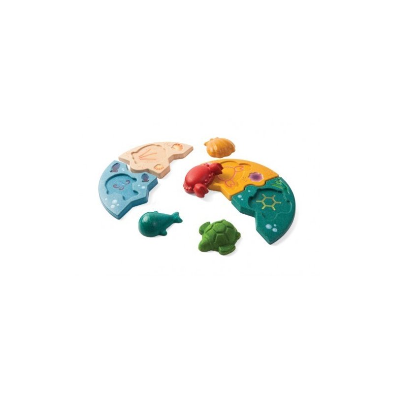 Plan toys - puzzle din lemn cu tematica marina