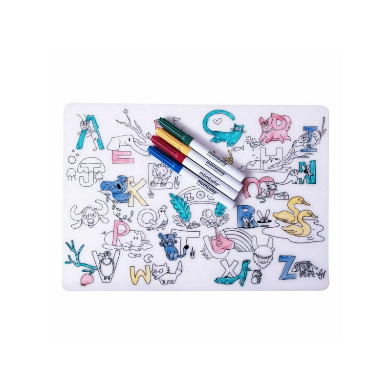 Mombella - set plansa de colorat animalute pentru scaun de masa