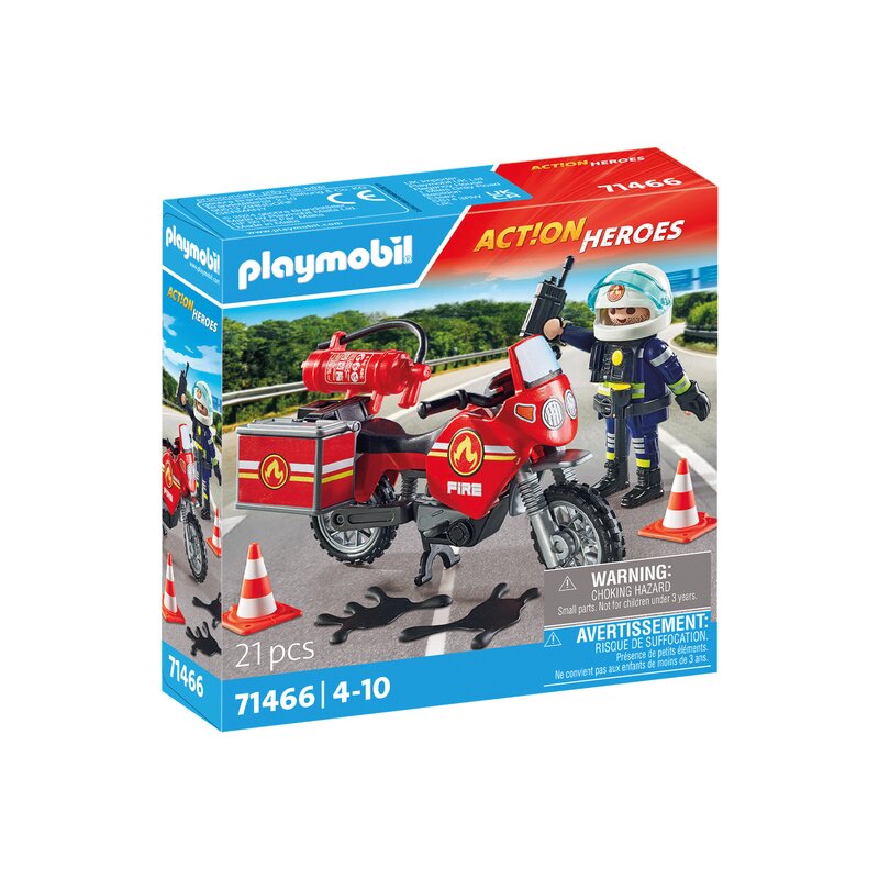 Playmobil-MOTOCICLETA DE POMPIERI LA LOCUL ACCIDENTULUI