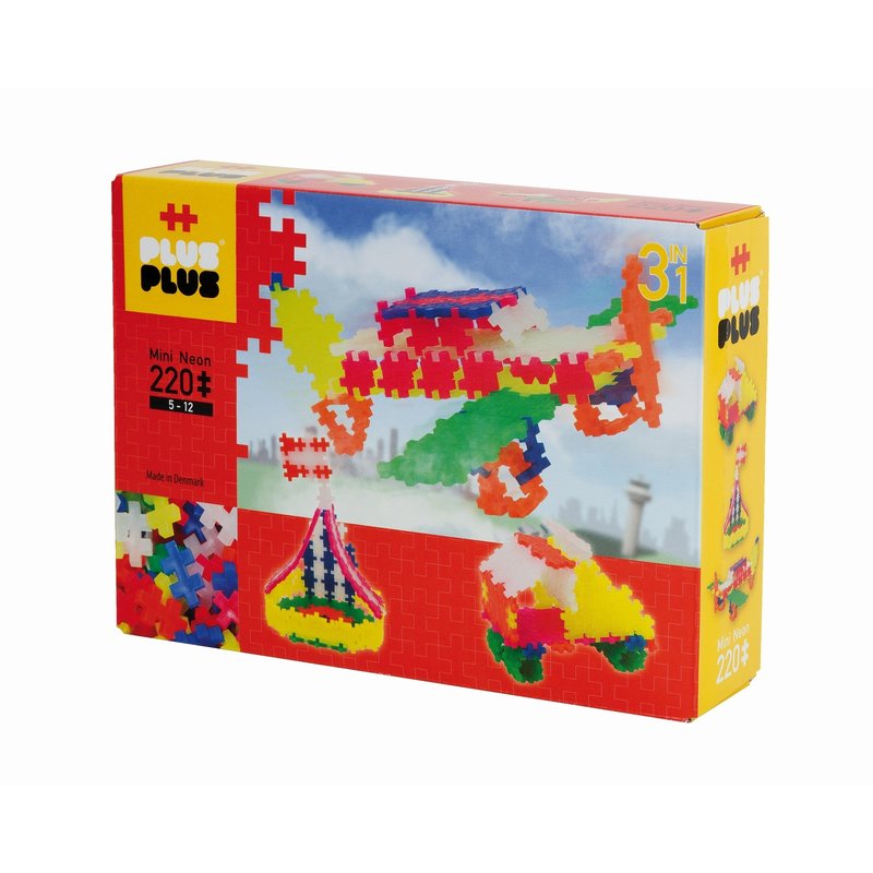 Plus plus - jucarie de constructie neon 3 in 1, 220 piese