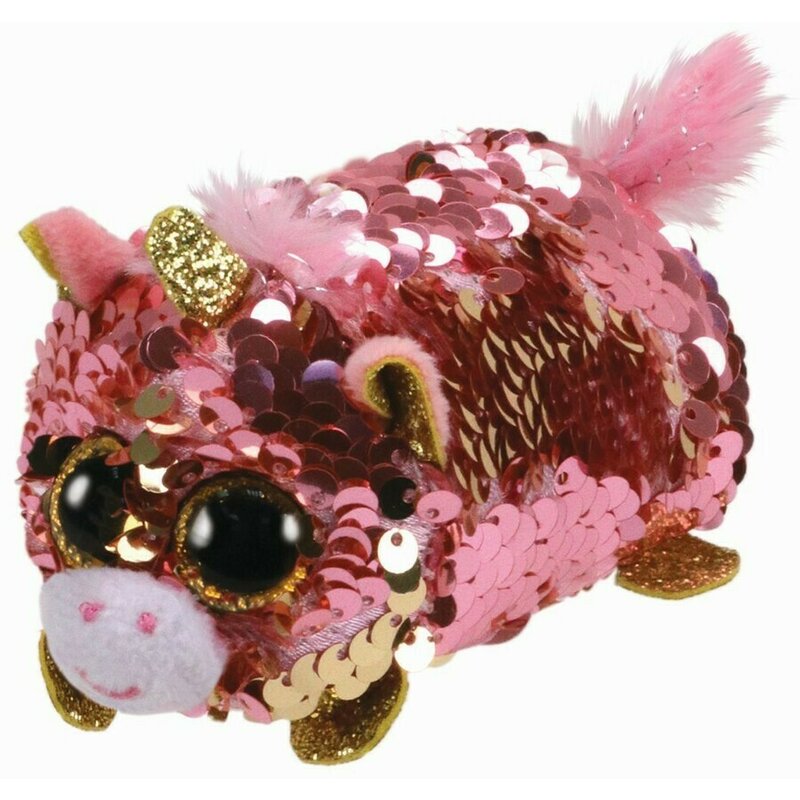 Ty - jucarie din plus unicorn floral sunset , teeny s, 10 cm, cu paiete