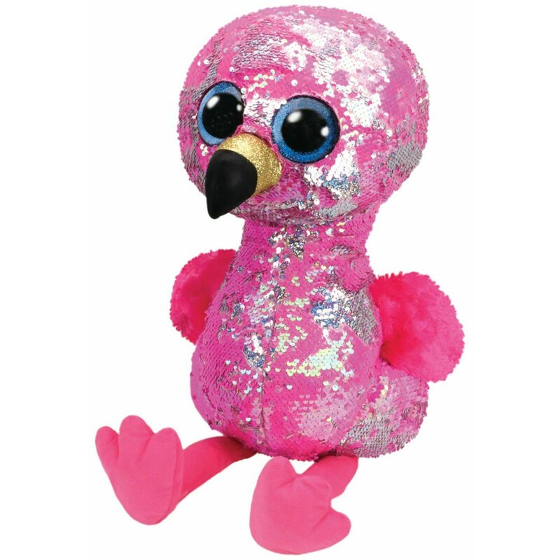 TY - Jucarie din plus Flamingo , Boos , 42 cm, Cu paiete, Roz