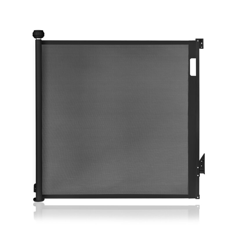 Poarta de siguranta, Lionelo, Thea, Cu suruburi, Textila, Retractabila, Mecanism dublu de blocare, Montaj universal, 80x140 cm, Conform cu standardul european de securitate EN1930, Negru