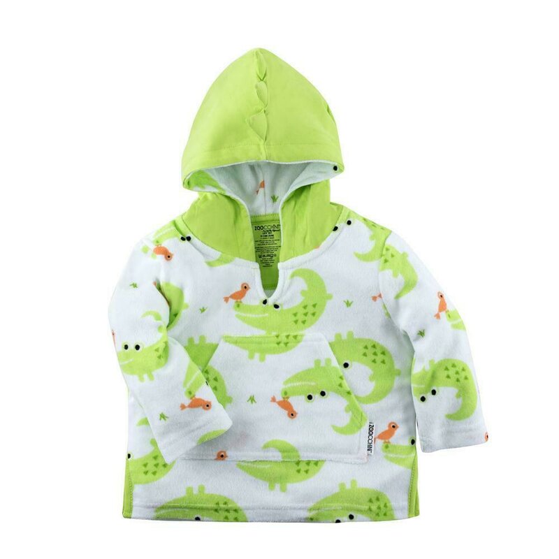 Zoocchini - poncho alligator 12-24 luni din bumbac, verde
