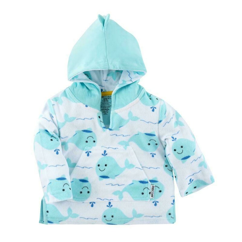 Zoocchini - poncho whale 12-24 luni din bumbac, roz