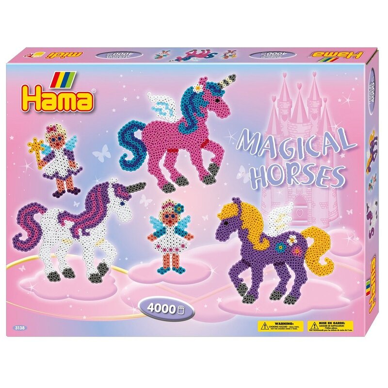 Hama - set margele de calcat ponei magici in cutie, 4000 buc midi