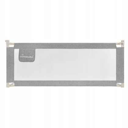 Protectie laterala pat, Primabobo,Classic, 140 cm, Inaltime reglabila 73-92 cm, Cu plasa respirabila, Prevazuta cu un buzunar, Gri