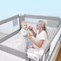 Protectie laterala pat, Primabobo,Classic XXL, 160 cm, Inaltime reglabila 68-98 cm, Cu plasa respirabila, Prevazuta cu un buzunar, Gri - 7