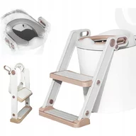 Reductor cu scarita, Primabobo, Pentru toaleta, Potrivit pentru toaletele rotunde, Scaun din spuma, Inaltime intre 44-48.5 cm, Rezistent, Alb/Auriu