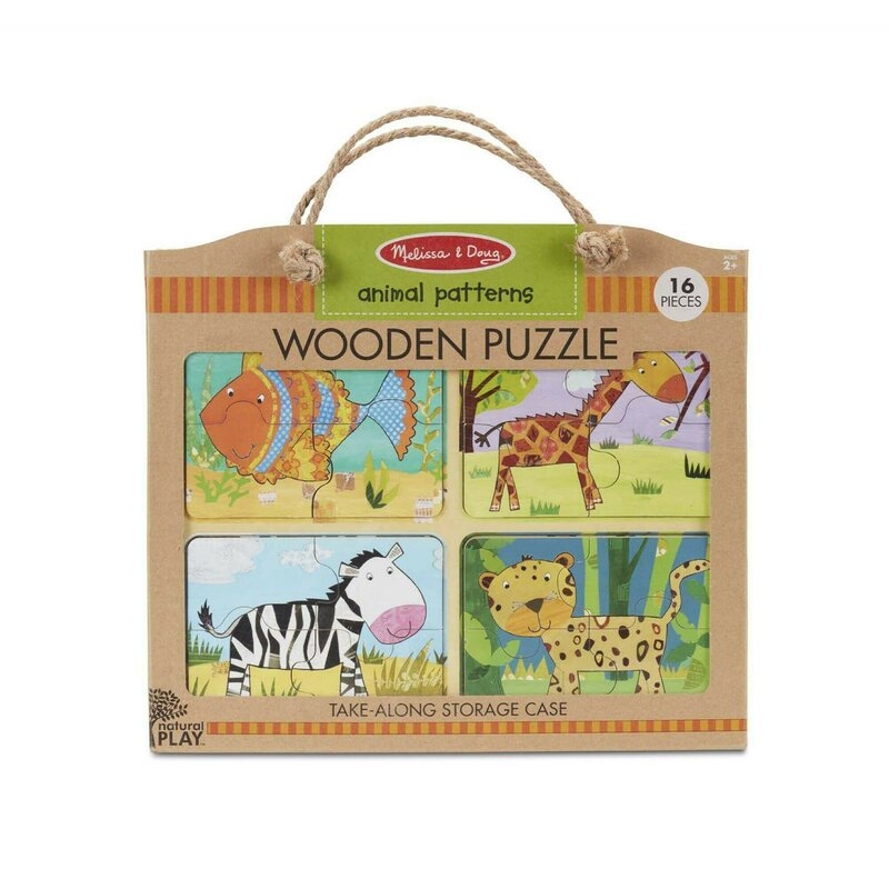 Melissa & doug - puzzle din lemn animalele puzzle copii, pcs 16