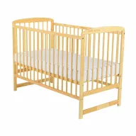 Patut din lemn bebe, 120x60 cm, Din lemn de pin, Stabil si rezistent, Inaltime saltea reglabila pe 3 nivele, Laterala cu 3 bete detasabile, EN716-1, EN716-2, Natur, Babyneeds, Ola