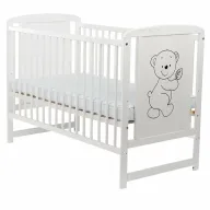 Patut din lemn bebe, 120x60 cm, Lemn de pin si mdf, Alb, Babyneeds, Timmi