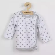Bluza cu maneca lunga, New Baby, Cu capse, Marime 56, Din bumbac 100%, Classic II Grey with stars