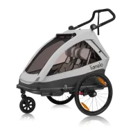 Black Friday - Reduceri Carucior si remorca de bicicleta, Lionelo, Cama, Multifunctional, Pentru 1 sau 2 copii, Cu sistem de absorbtie a socurilor SIQ, Geamuri cu protectie solara, Gri Promotie