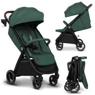 Carucior sport, Lionelo, Ingrid, Capotina impermeabila cu filtru UPF50+, Pana la 22 Kg, Spatar reglabil in 3 pozitii, Include suport pahar si plasa de tantari, Sistem pentru pliere automata, 6 luni+, Verde