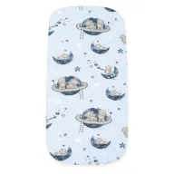 Cearceaf cu elastic, New Baby, Pentru landou, Din Bumbac certificat Oeko-Tex 100, 35 x 75 cm, 0 luni+, Teddy bear in space