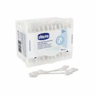 Betisoare de urechi , Chicco, Cu protectie, 90 buc, 100% bumbac absorbant, Alb