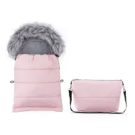 Black Friday - Reduceri Sac de iarna, Feedo, Multifunctional, Poate fi utilizat ca geanta prin desfacerea fermoarului, Atasabil la carucior, Lana, 110 cm, 0-3 ani, Roz Promotie