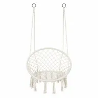 Leagan suspendat Boho, Baby Mix,  Pentru gradina si interior, Dimensiuni 80×60×120 cm, Sustinere pana la 125 kg, Bej