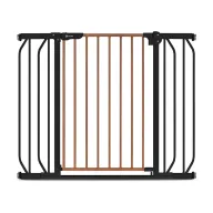 Poarta de siguranta, Lionelo, Truus Slim, Prin presiune, 105 cm, Conform cu standardul europeane de securitate EN1930, Negru/Natur