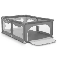 Tarc de joaca copii, Lionelo, Willow, 127 x 187 cm, Include geanta de transport, Din plasa, Cu doua intrari laterale si fermoar, Cu ventuze pentru stabilitate, Conform cu EN 12227:2010, Gri