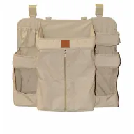 Organizator pentru patut, Bebe Stars, Cu 7 buzunare de depozitare, Cu 1 buzunar mare care se inchide cu fermoar, Usor de agatat datorita curelelor, Conform cu EN1130, Beige