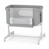 Patut co-sleeper 2 in 1, Feedo, Pliabil, Reglabil in 5 pozitii, Cu laterala detasabila, Cu roti, Greutate maxima suportata 9 kg, 0-5 luni, Gri